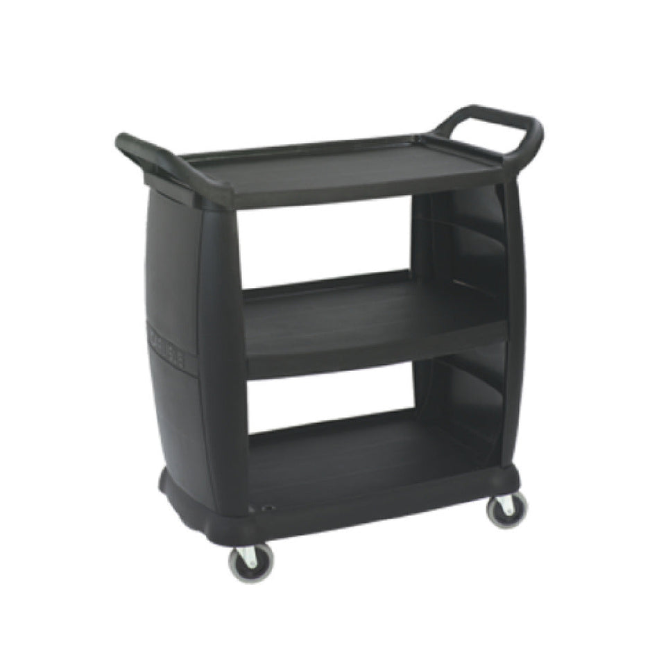 Carlisle CC203603 36 Inch Bus Cart Polypropylene Black with 3 Textured Shelves