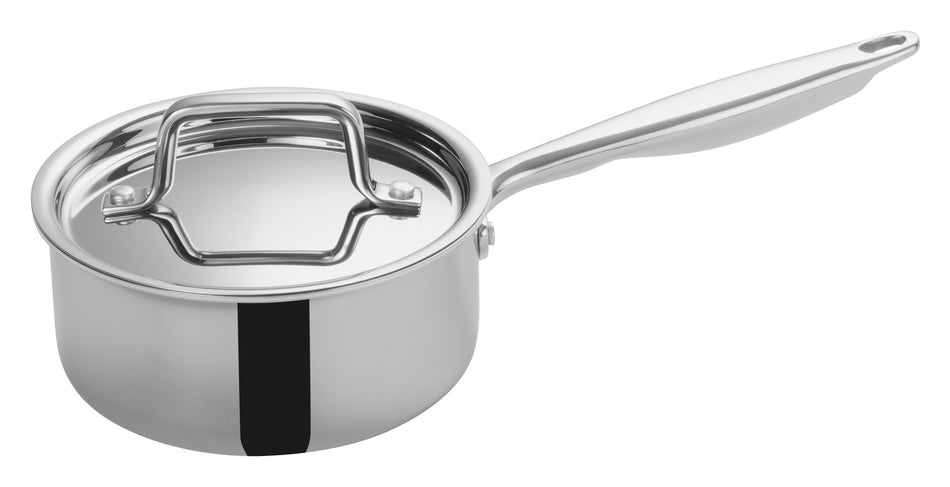 Winco TGAP-2 1-1/2 Quart Induction-Ready Sauce Pan with Cover Triply Construction