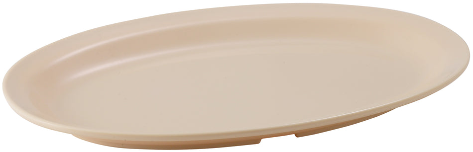 Winco MMPO-118 11-1/2 Inch Tan Oval Serving Platter Melamine Dishwasher Safe