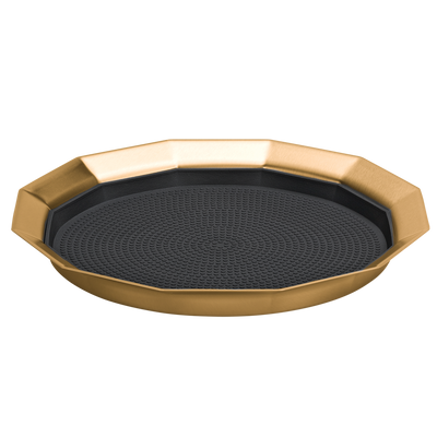 12-Sided 11 in. Small Non-Slip Serving Tray in Vintage Gold
