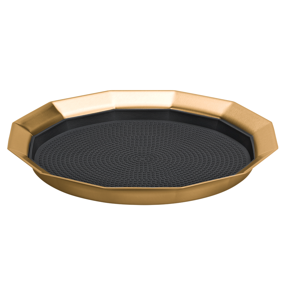 12-Sided 11 in. Small Non-Slip Serving Tray in Vintage Gold