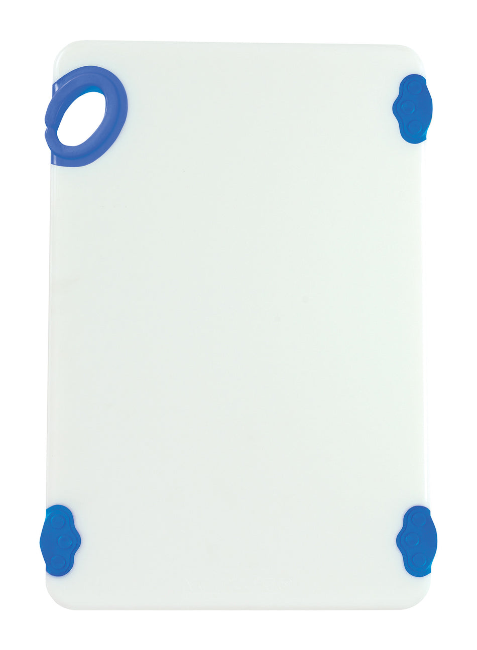 Winco CBN-1218BU 12 Inch RECTANGULAR Cutting Board with Rubber Grip Hook Blue Co-Polymer