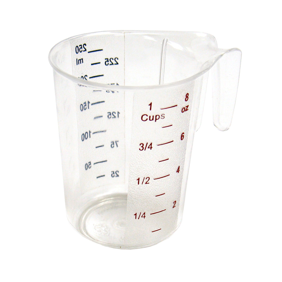 Winco PMCP-25 1 Cup Measuring Cup Heat Resistant with Raised External Markings Polycarbonate