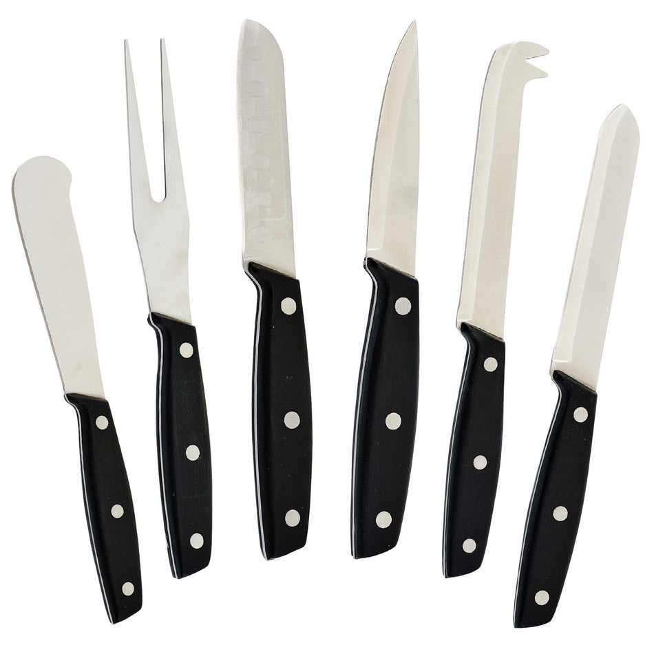 Winco KCS-6 Knife Set 6 Inch Blades with POM Handles Stainless Steel