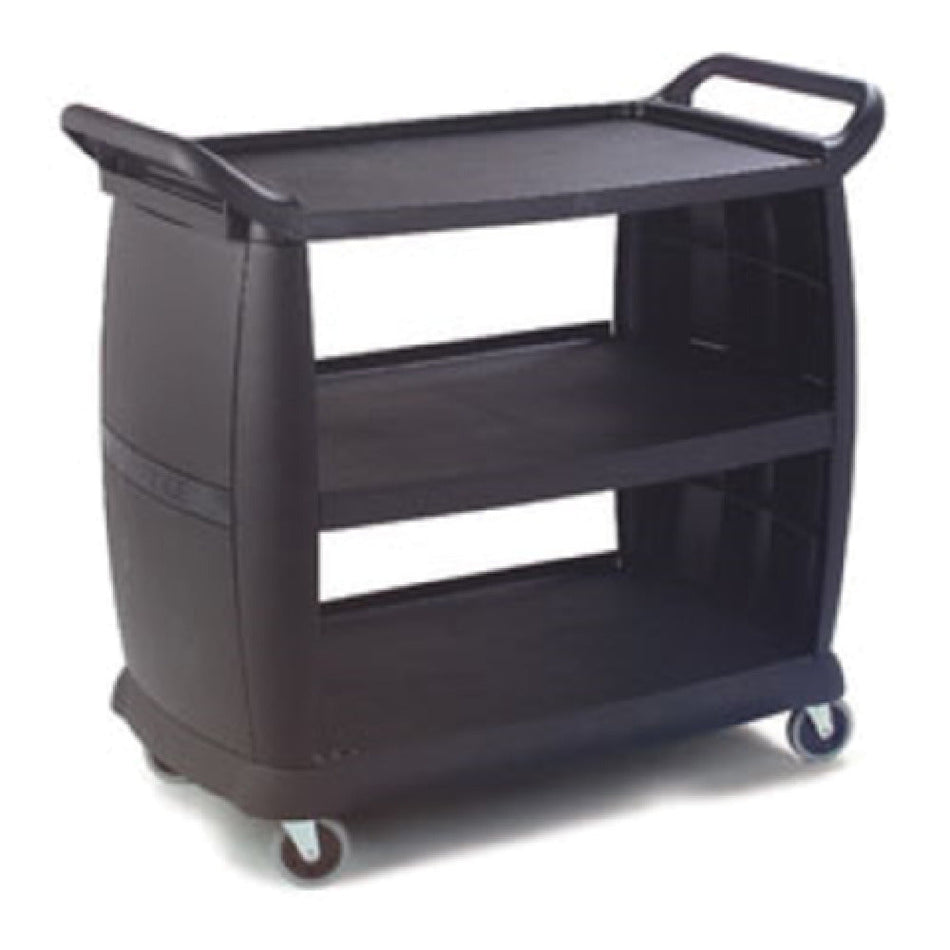 Carlisle CC224303 42 Inch Bus Cart 300 lb Capacity Polypropylene Black with 3 Shelves