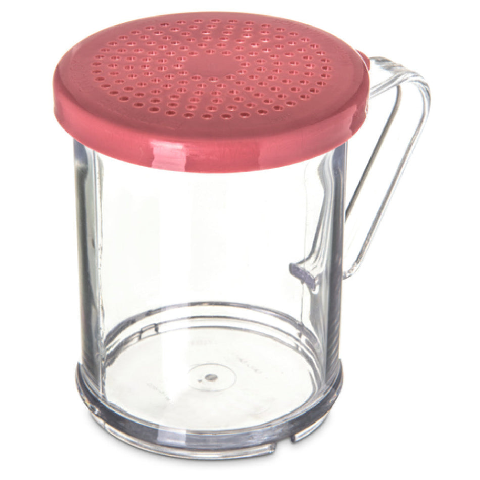 Carlisle 4250S55 8 Oz Medium Ground Shaker/Dredge Lid SAN Red with Handle
