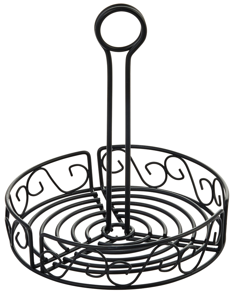 Winco WBKH-7R 7-1/2 Inch Diameter Round Condiment Caddy Wire Black