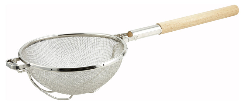Winco MST-1010D 10-1/2 Inch Diameter Mesh Strainer with Wood Handle