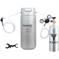 5 Gallon Homebrew Kegging Kit | Ball Lock Keg | Torpedo Keg | Premium Dual Gauge Regulator | Easy Push Connect Fittings