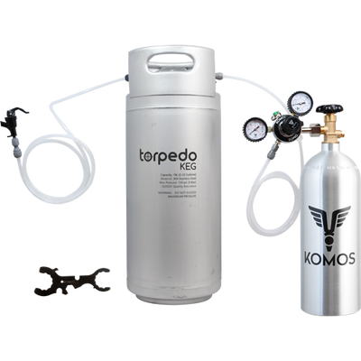 5 Gallon Homebrew Kegging Kit | Ball Lock Keg | Torpedo Keg | Premium Dual Gauge Regulator | Easy Push Connect Fittings