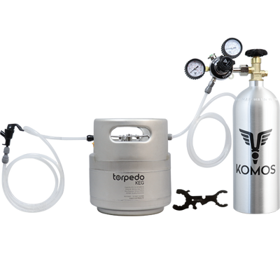 1.5 Gallon Homebrew Kegging Kit | Ball Lock Keg | Torpedo Keg | Premium Dual Gauge Regulator | Easy Push Connect Fittings
