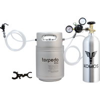 2.5 Gallon Homebrew Kegging Kit | Ball Lock Keg | Torpedo Keg | Premium Dual Gauge Regulator | Easy Push Connect Fittings