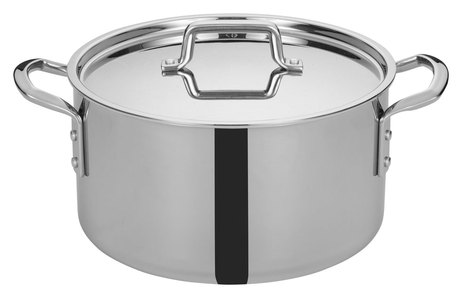 Winco TGSP-12 12 Quarts Induction Ready Stock Pot with Cover Stainless Steel