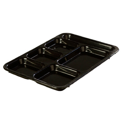 Carlisle 614R03 14-3/8 Inch Rectangular Tray with 6 Sections Black ABS Plastic
