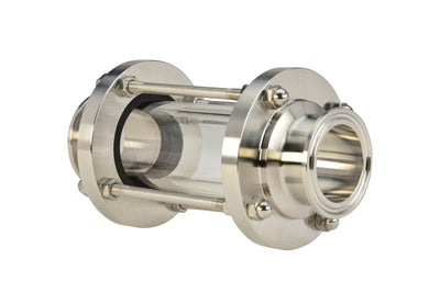 2" Clamp-End In-Line Sight Glass - Polycarbonate - VITON (54BMP)  - T316L Stainless Steel - Wayland Industries - W654BMP-V-2-LX