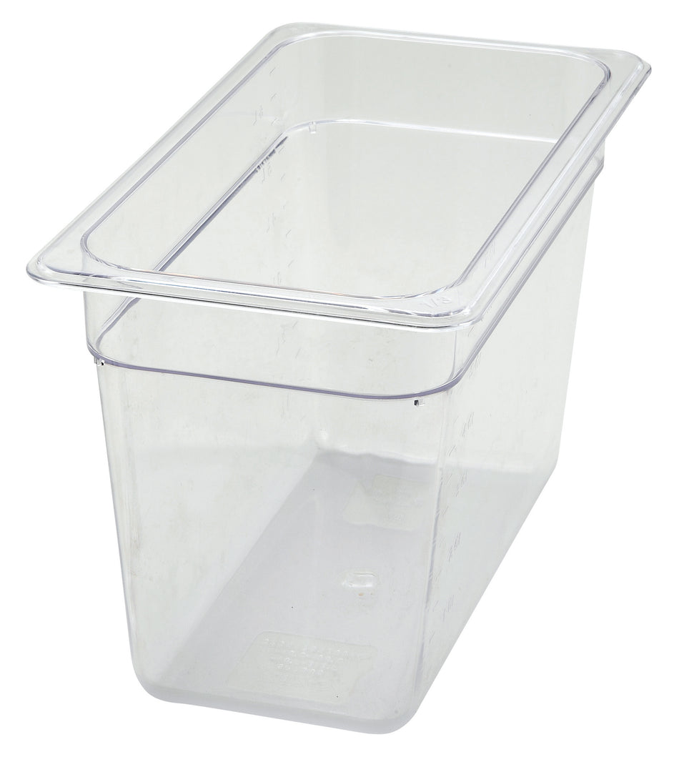 Winco SP7308 12-5/8 Inch Clear Food Pan Polycarbonate NSF Dishwasher Safe