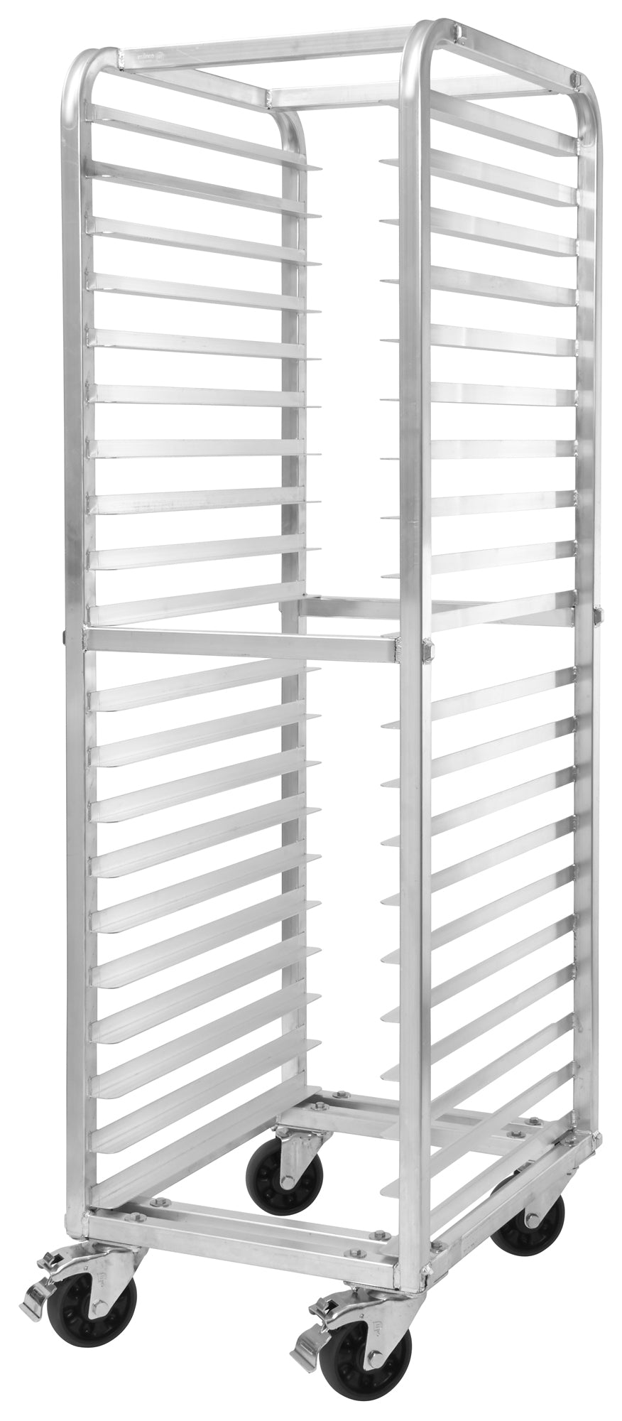 Winco AWRK-20HBK 20-Tier Heavy-Duty End-Load Sheet Pan Rack with Brakes - 3" Spacing - Welded