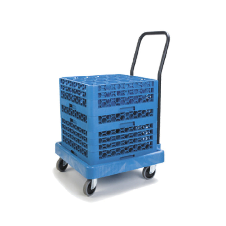 Carlisle C2236H14 22 Inch Glass Rack Dolly with Push Handle Polypropylene Blue