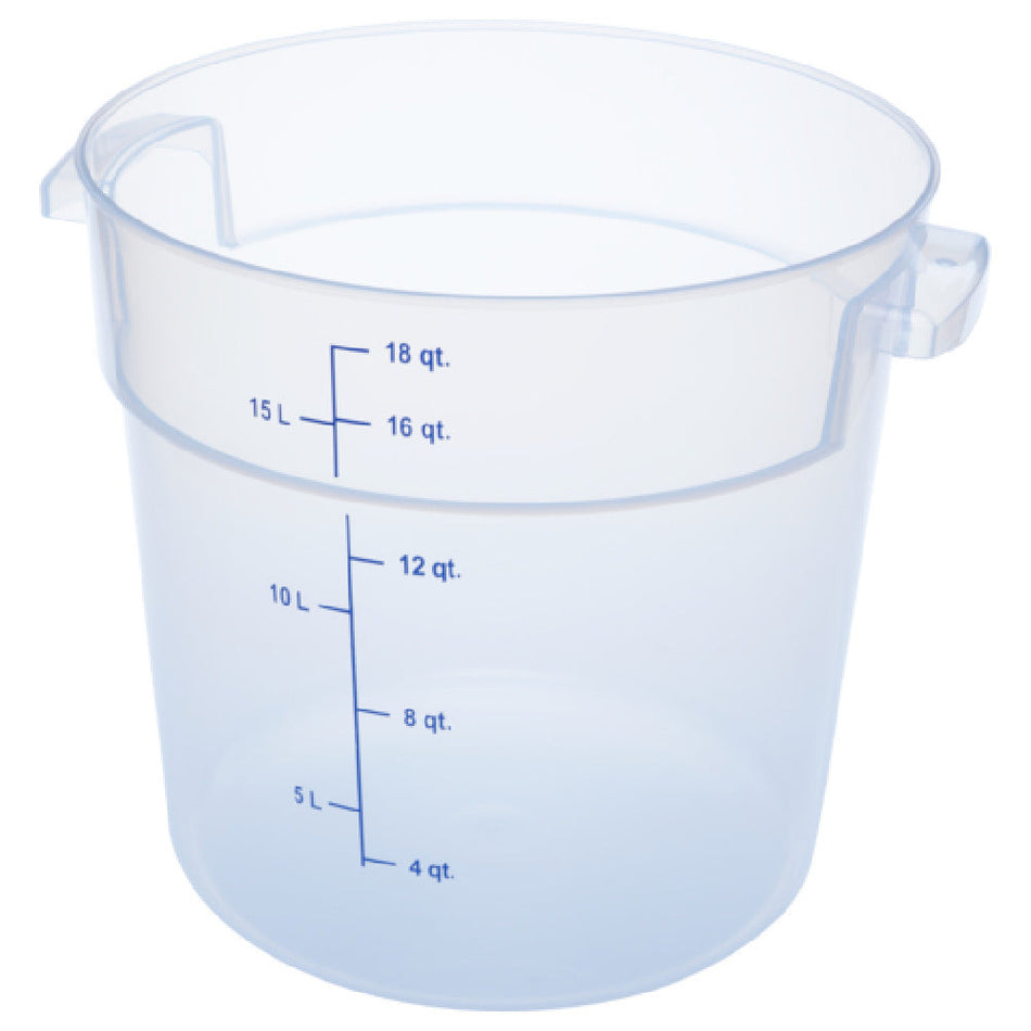 Carlisle 1096830 18 Qt Round Food Storage Container with Handles Polycarbonate Clear