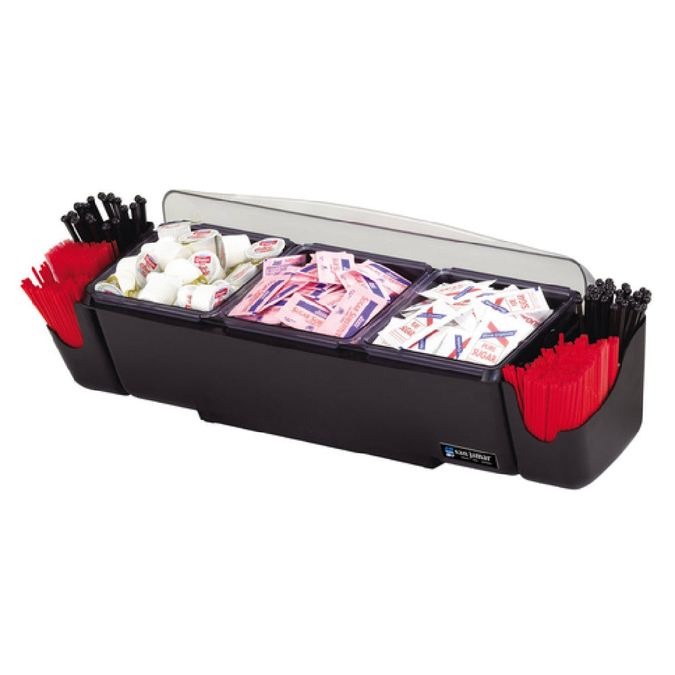 Carlisle BD4003 22 Inch Bar Condiment Holder with Semi-Transparent Dome Black Polycarbonate