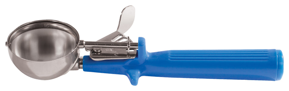 Winco ICOP-16 2 Oz Stainless Steel Disher with Reinforced Handle Blue
