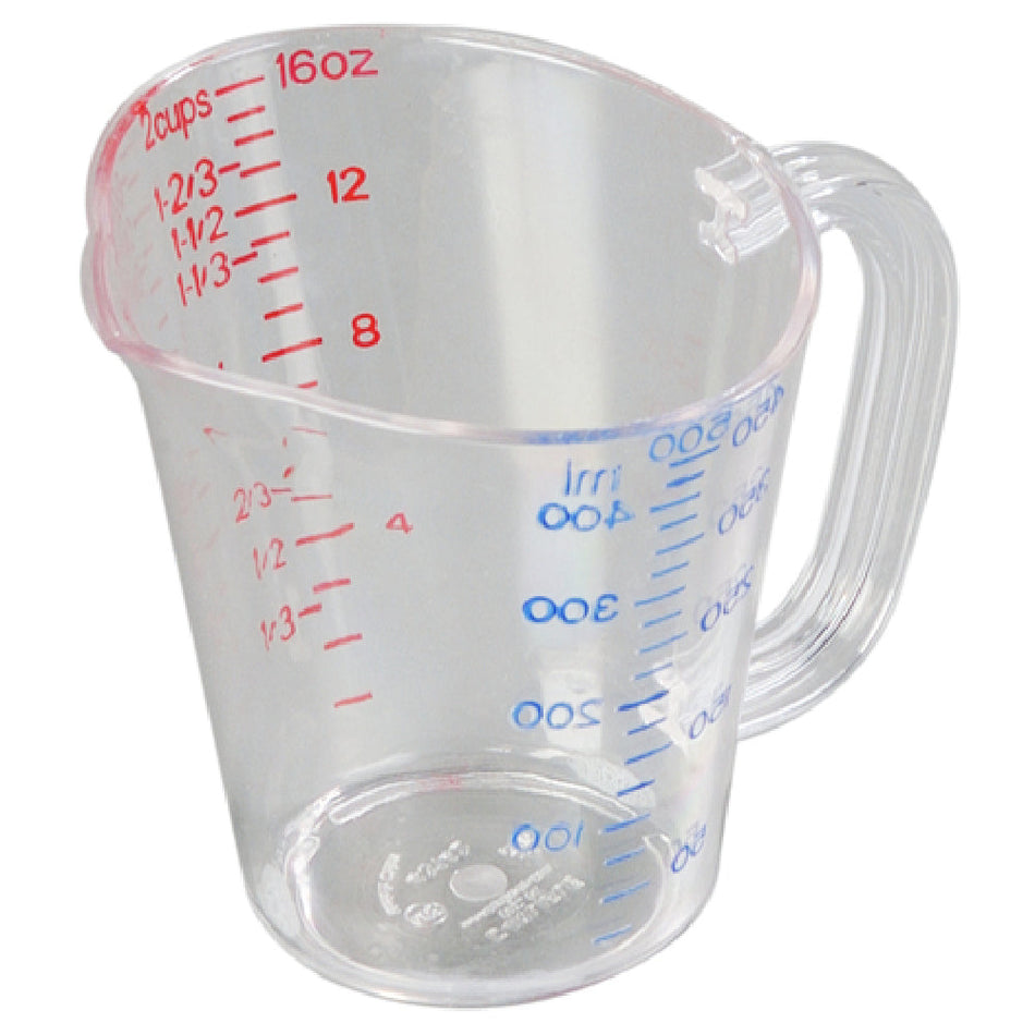 Carlisle 4314207 16 Oz Measuring Cup Oval C-handle Clear Polycarbonate with Pour Spout