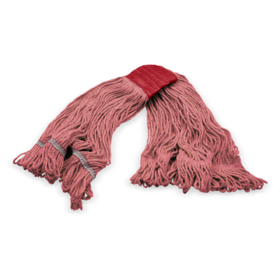 Carlisle 369424B05 Large Loop-End Wet Mop Head Red Cotton Synthetic Blend
