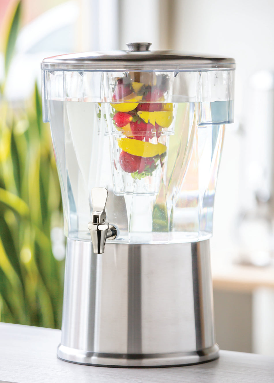 Elite 5-Gallon Stainless Beverage Dispenser in Brushed with Polished Accents