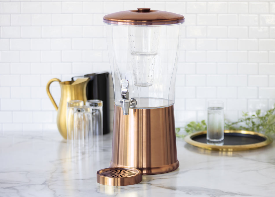 Elite 3 Gallon Stainless Steel Beverage Dispenser - Polished Rose Gold