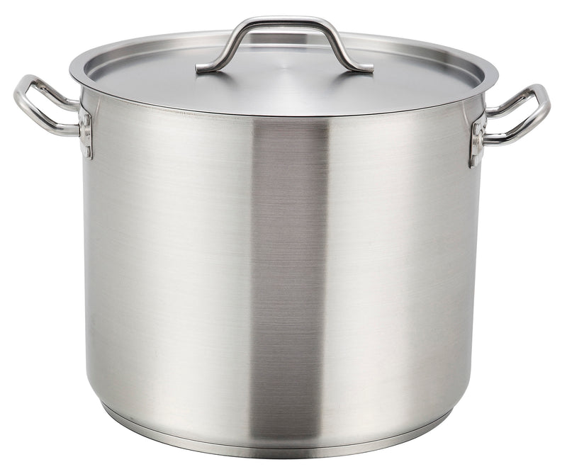 Winco SST-40 40 Quart Induction Stock Pot With Cover Welded Handles