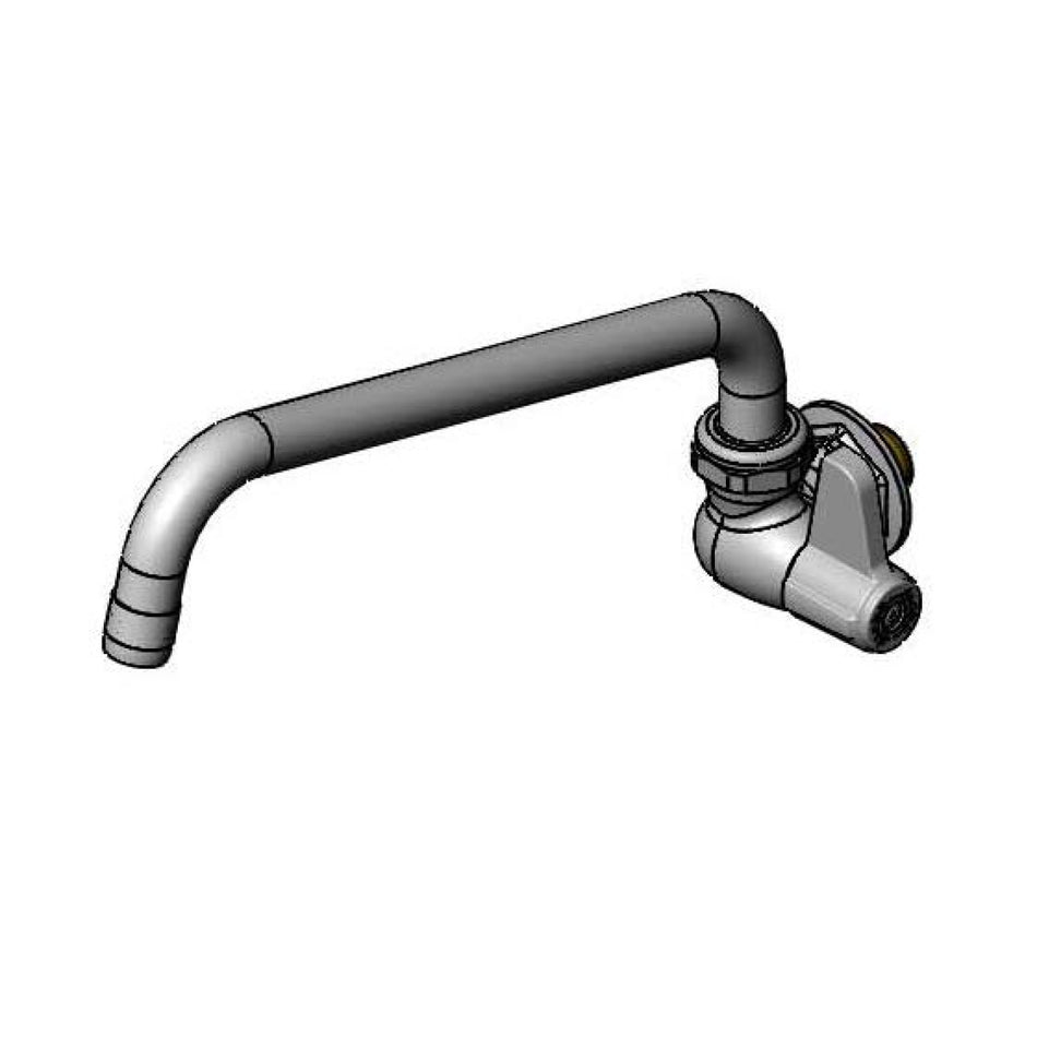Single Temp, Wall Mount Faucet, Ceramic, Lever Handle, 10" Swing Nozzle, BSP Inlet Nipple Equip