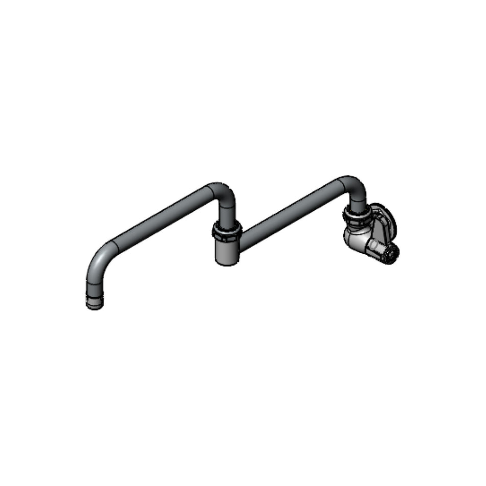 Single Temp, Wall Mount Faucet, Ceramic Cartridge, 18" Double Joint Swing Nozzle with Laminar Flow Device, Lever Handle