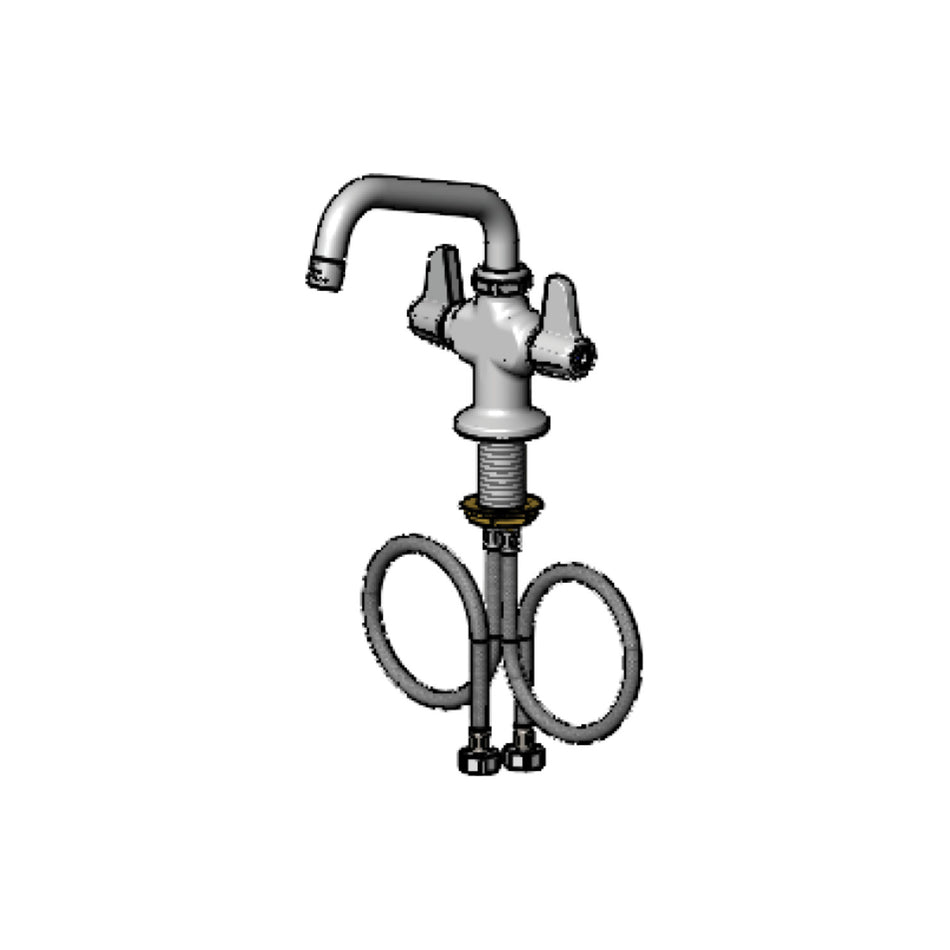 Equip Single Hole Deck Mount Faucet, 6" Swing Nozzle, 1.2 GPM Aerator, 19-11/16" Flexible Inlets w/ G1/2 Female Swivel Inlets