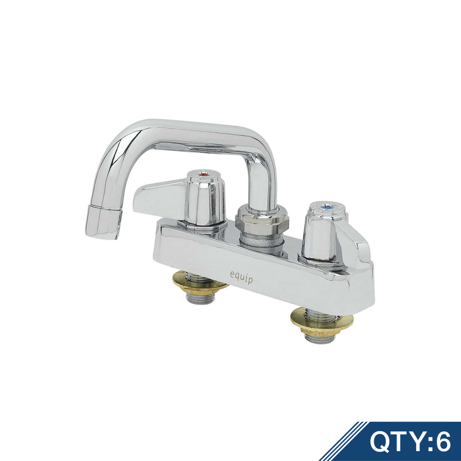 4" Deck Mount Mixing Faucet w/ Ceramic Cartridges, equip Level Handles, 6" Swing Nozzle w/ Laminar Flow Device & 1/2" NPT Mall Inlets. (Qty 6)