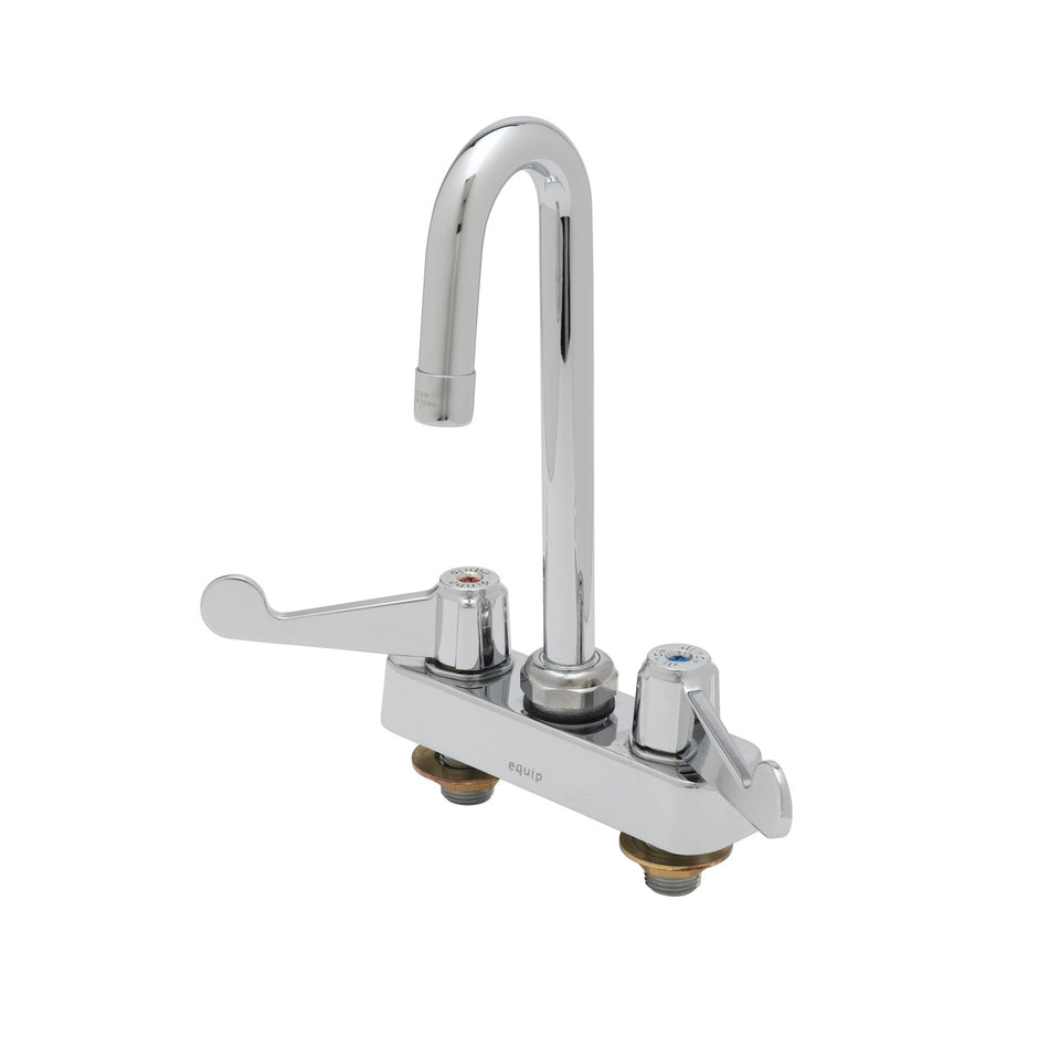 Equip 4" Deck Mount Workboard Faucet, 3" Swivel Gooseneck, Aerator, 4" Handles