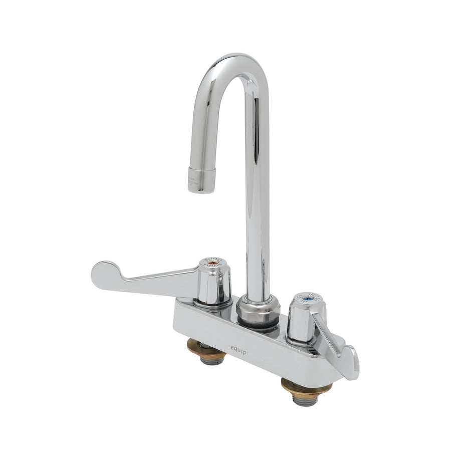 Equip 4" Deck Mount Workboard Faucet, 5-1/2" Swivel Gooseneck, 2.2 GPM Aerator, 4" Handles