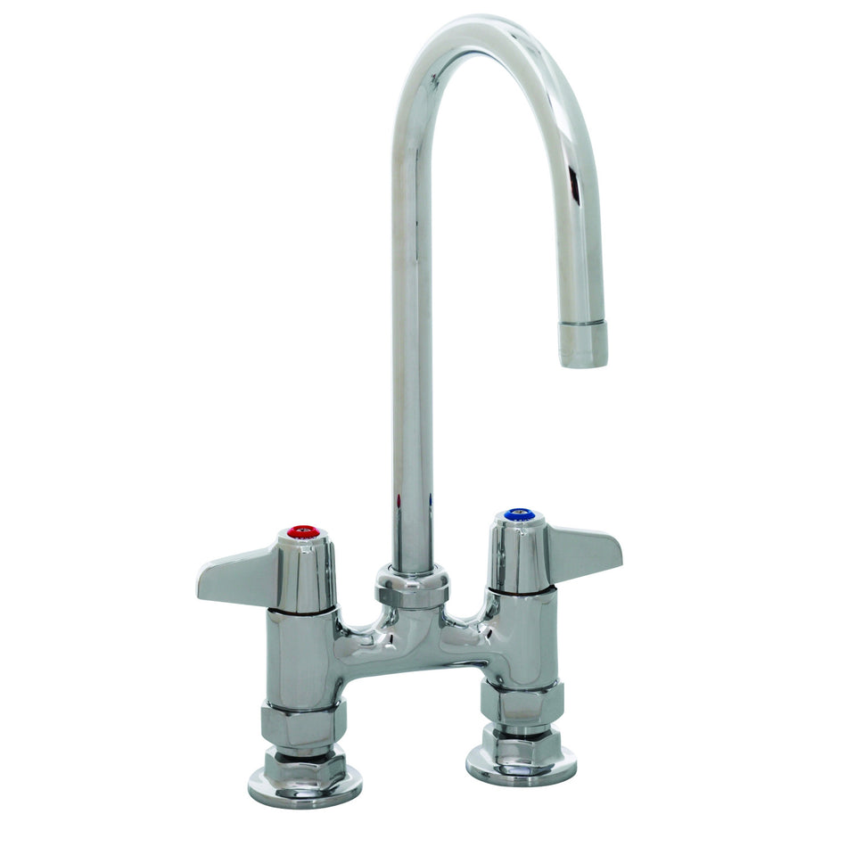 4" Deck Mount Faucet, 5-1/2" Swivel Gooseneck, 2.2 GPM Aerator, 1/2" NPT Supply Nipples