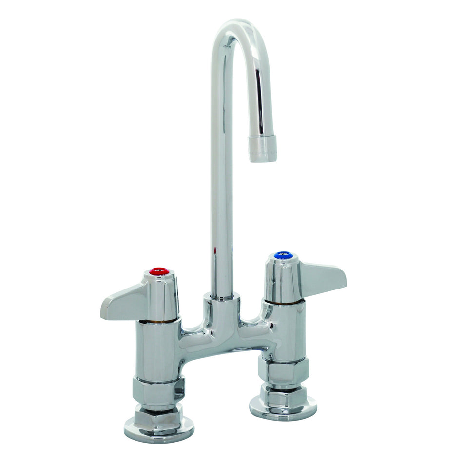 T&S 5F-4DLX03 Deck Mount Faucet - 3" Gooseneck Spout, 4" Centers