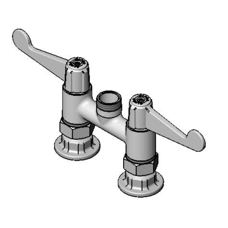 Equip 4" Deck Mount Swivel Base Faucet, Less Nozzle, Wrist Handles & Supply Nipple Kit