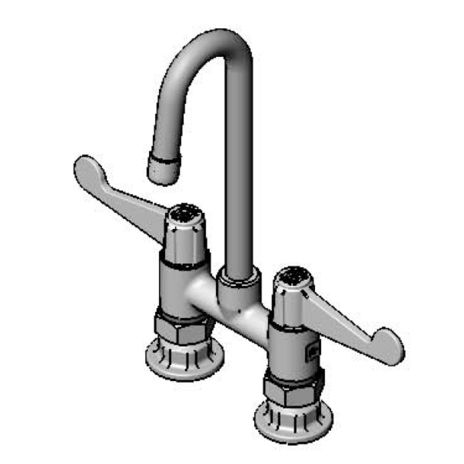 Equip 4" Deck Mount Base Faucet, 3" Rigid Gooseneck, 4" WA Handles & Supply Nipple Kit