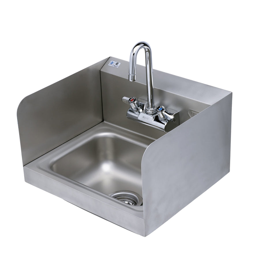 Sink Package: Hand Wash Sink w/ Side Splash Shields & Drain Assembly & 5F-4WLX03 Manual Faucet