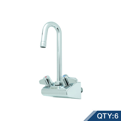 T&S Brass 5F-4WLX03-PQ6 Master Pack (6) Wall Faucets - 3" Gooseneck