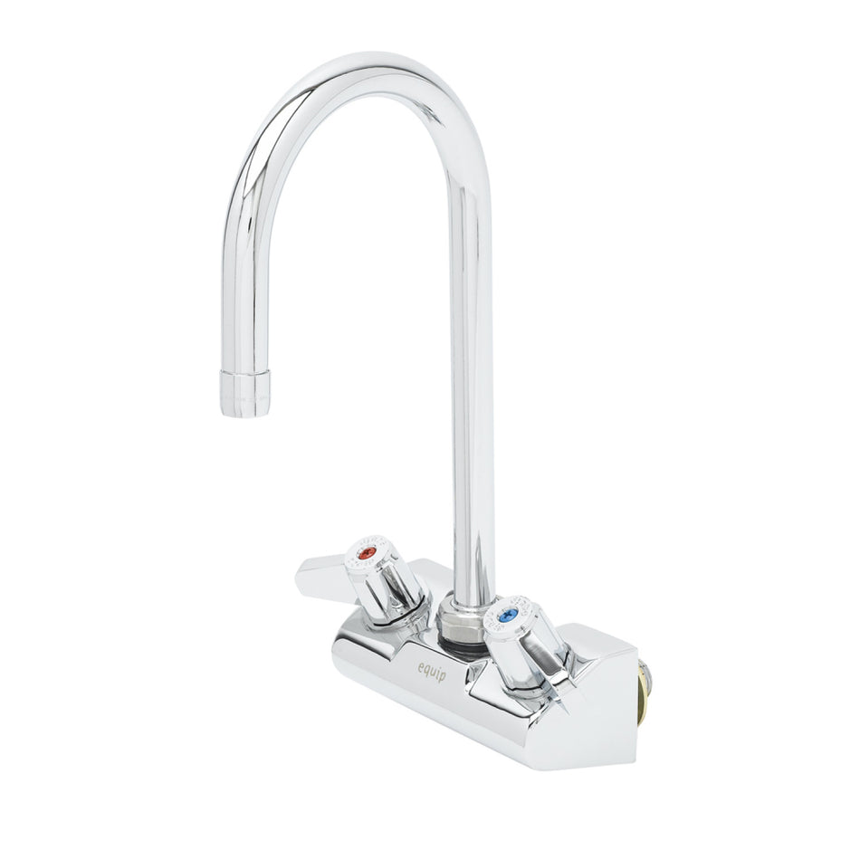 Equip 4" Wall Mount Faucet w/ 5-1/2" Swivel Gooseneck, 2.2Gpm Aerator