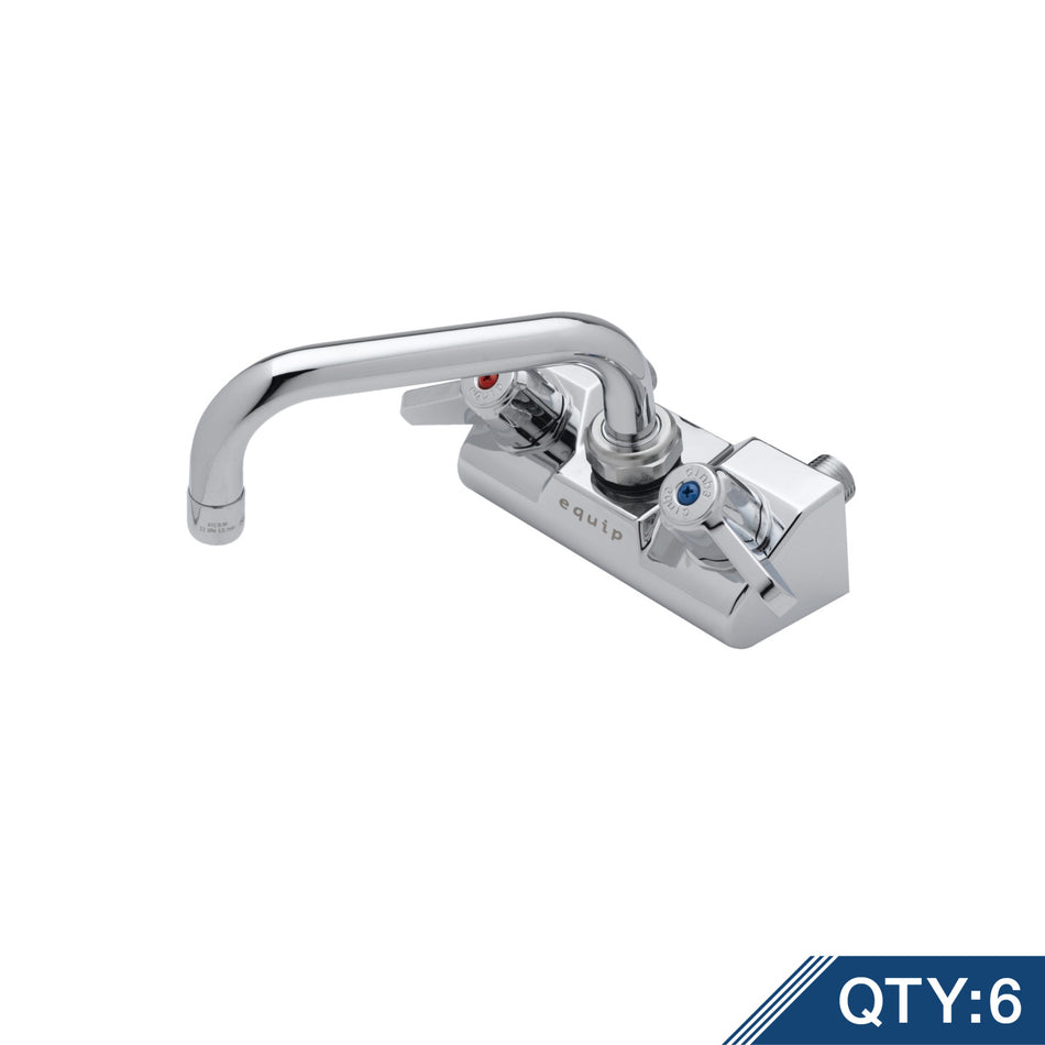 4" Wall Mount Faucet w/ Quarter-Turn Ceramic Cartridges, 6" Swing Nozzle w/ 2.2gpm Aerator, equip Lever Handles & 1/2" NPT Male Inlets. (Qty 6)