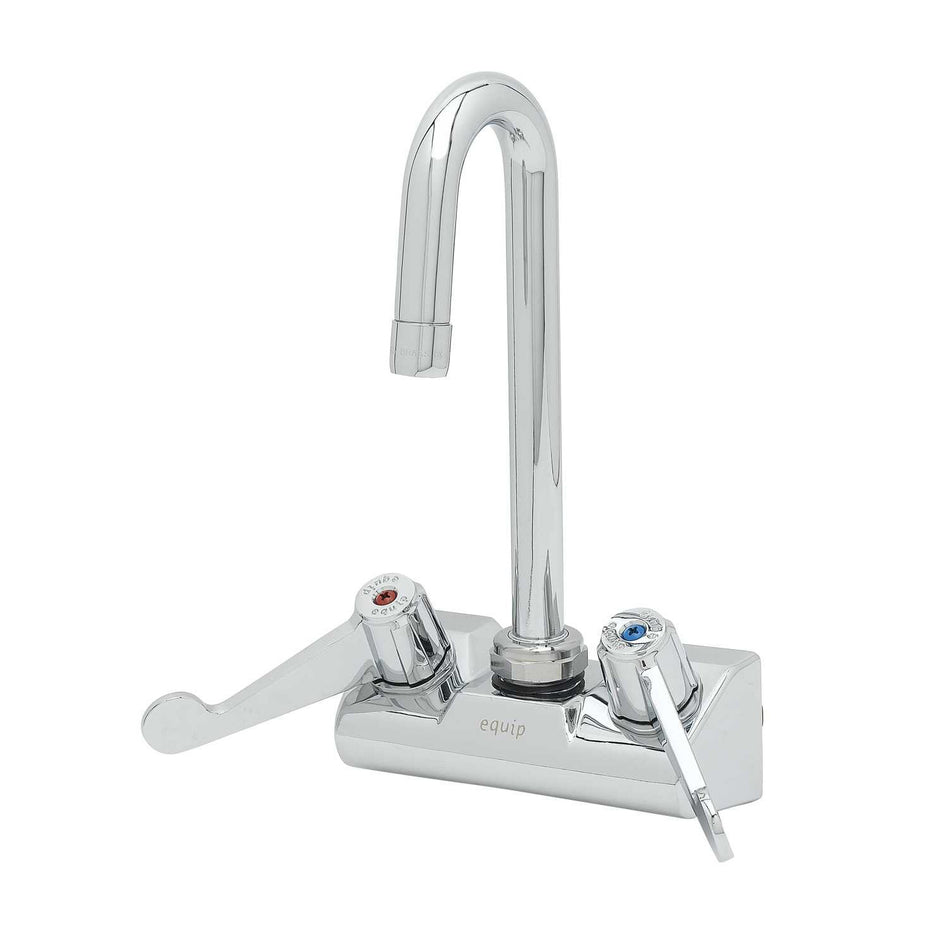 Equip 4" Wall Mount Faucet, 3" Swivel Gooseneck, 2.2 gpm Aerator, 4" Wrist-Action Handles