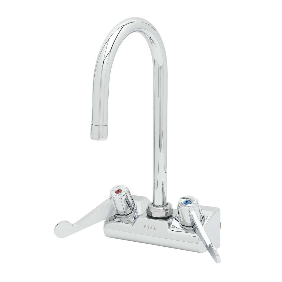 Equip 4" Wall Mount Faucet w/ 5 1/2" Swivel Gooseneck, 4" Wrist Handles, & 2.2 gpm Aerator