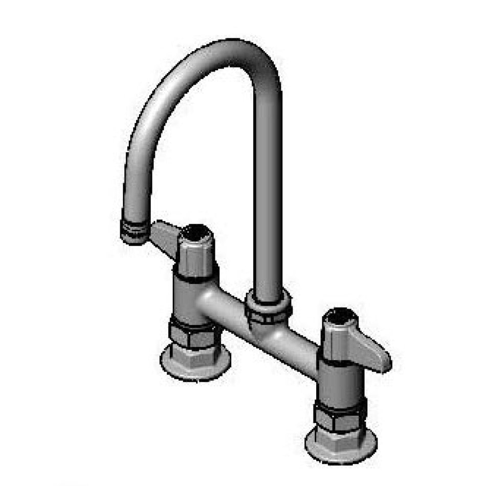 6" Deck Mount Faucet, 5-7/8" Swivel Gooseneck, 2.2 GPM Aerator, Supply Nipple Kit