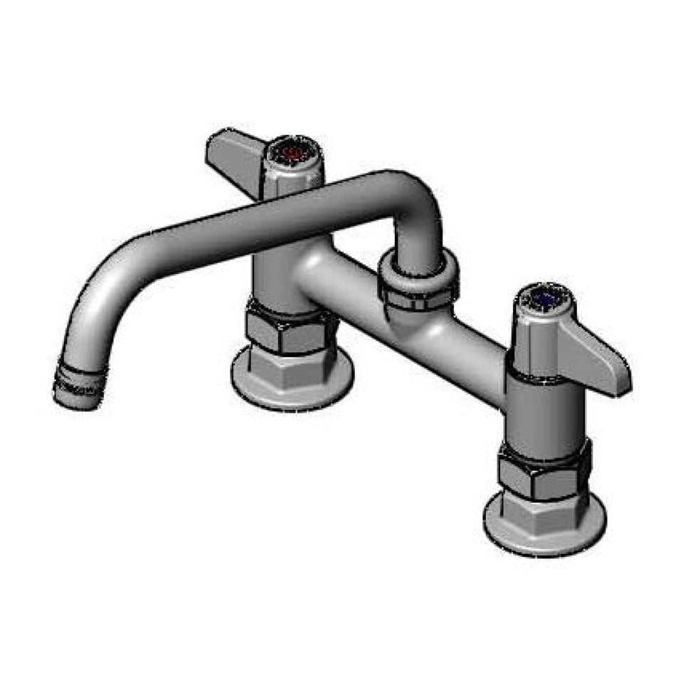 6" Deck Mount Faucet, 8" Swing Nozzle, 2.2 GPM Aerator, Lever Handles, Supply Nipple Kit