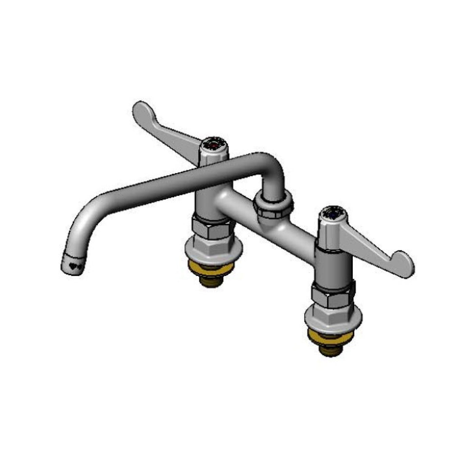 equip 6" Deck Mount Faucet, 10" Swing Nozzle, 4" Wrist Handles, Supply Nipples