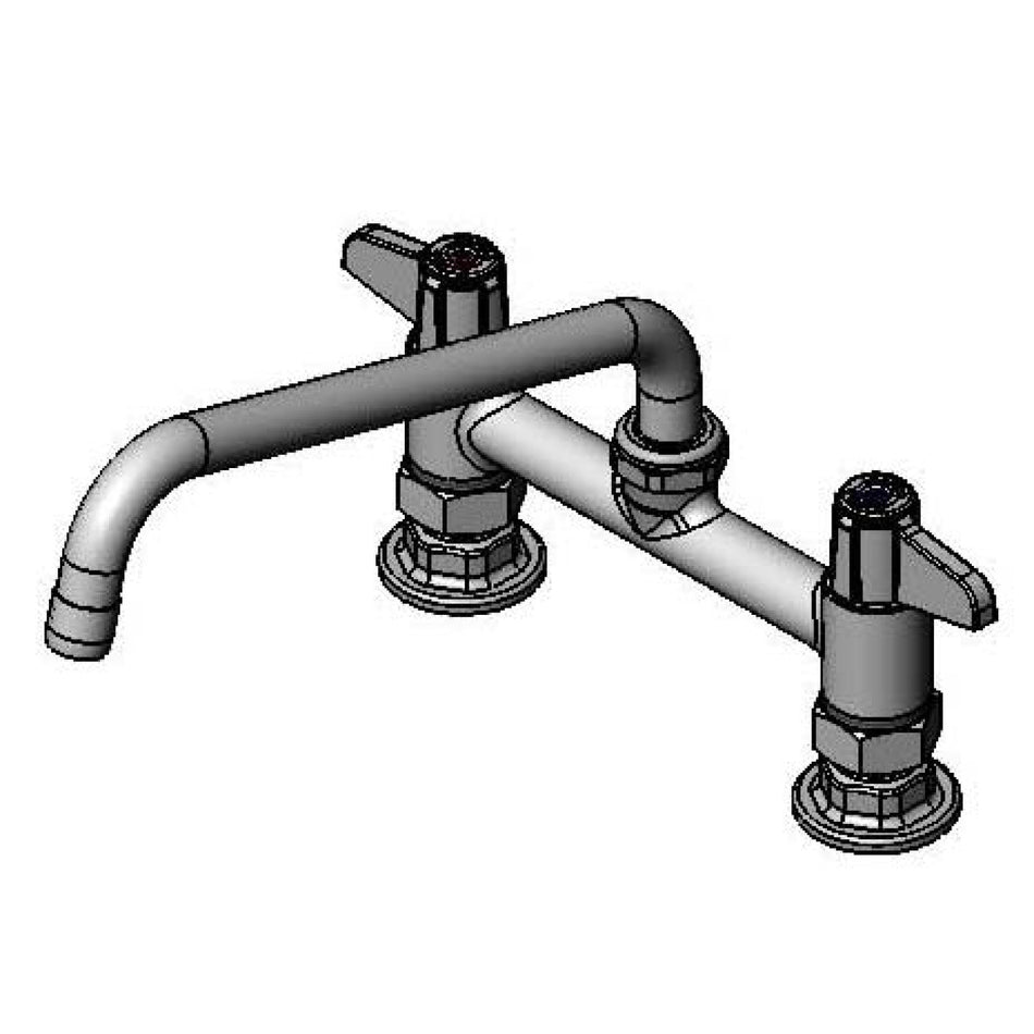 equip 7" Deck Mount Faucet, Lever Handles, 10" Swing Nozzle & 1/2" NPT Supply Nipple Kit